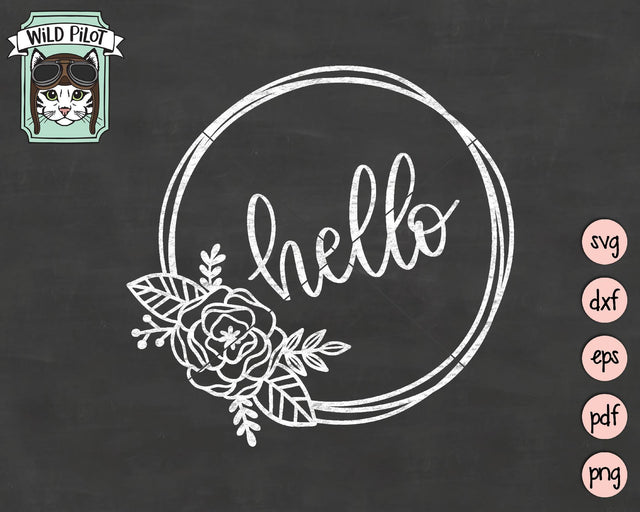 Hello Circle Flower Wreath SVG Cut File SVG Wild Pilot 