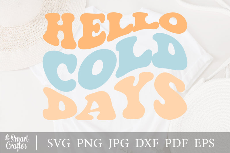 Hello Cold Days Svg, wavy style Stacked SVG, Cozy svg, Snowflake Svg, Snuggle Season Svg, Sweater Weather Svg, Winter season svg SVG Fauz 
