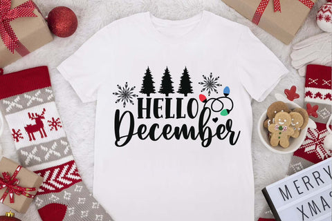 Hello December svg, Christmas december svg,Christmas svg, Cut files, Christmas Cricut, Christmas Holiday, Svg, T-shirt, Winter svg, Snow svg SVG Isabella Machell 