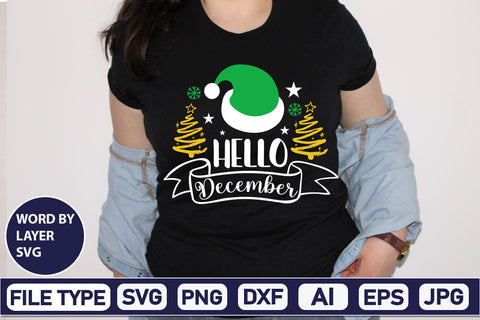 Hello December SVG Cut File SVGs,Quotes and Sayings,Food & Drink,On Sale, Print & Cut SVG DesignPlante 503 