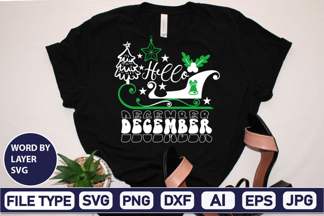 Hello December SVG Cut File SVGs,Quotes and Sayings,Food & Drink,On Sale, Print & Cut SVG DesignPlante 503 