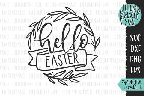 Hello Easter Leaf Frame SVG Lilium Pixel SVG 