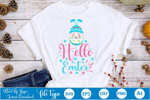 Hello Easter SVG Cut File SVGs,Quotes and Sayings,Food & Drink,On Sale, Print & Cut SVG DesignPlante 503 
