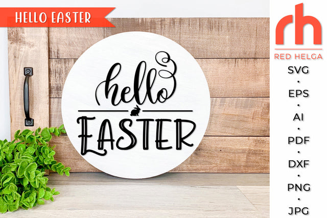 Hello Easter SVG - Door Hanger Cut File SVG RedHelgaArt 
