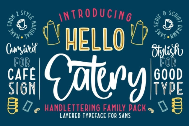 Hello Eatery – Handlettering Pack Font Garisman Studio 