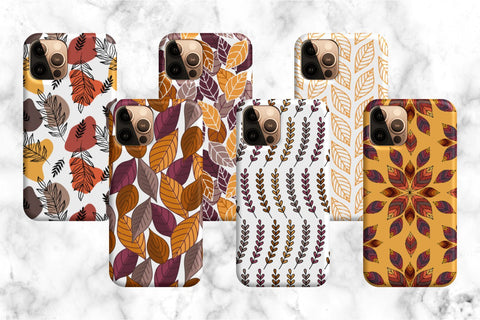 Hello fall autumn leaves seamless pattern seasonal bundle. Autumnal leaf surface pattern design for textile and crafting Digital Pattern KatineArt 