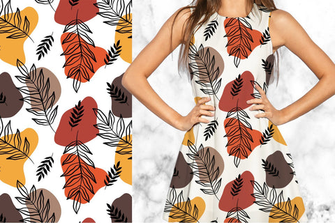 Hello fall autumn leaves seamless pattern seasonal bundle. Autumnal leaf surface pattern design for textile and crafting Digital Pattern KatineArt 