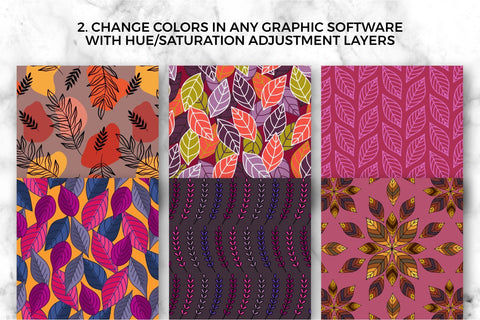 Hello fall autumn leaves seamless pattern seasonal bundle. Autumnal leaf surface pattern design for textile and crafting Digital Pattern KatineArt 