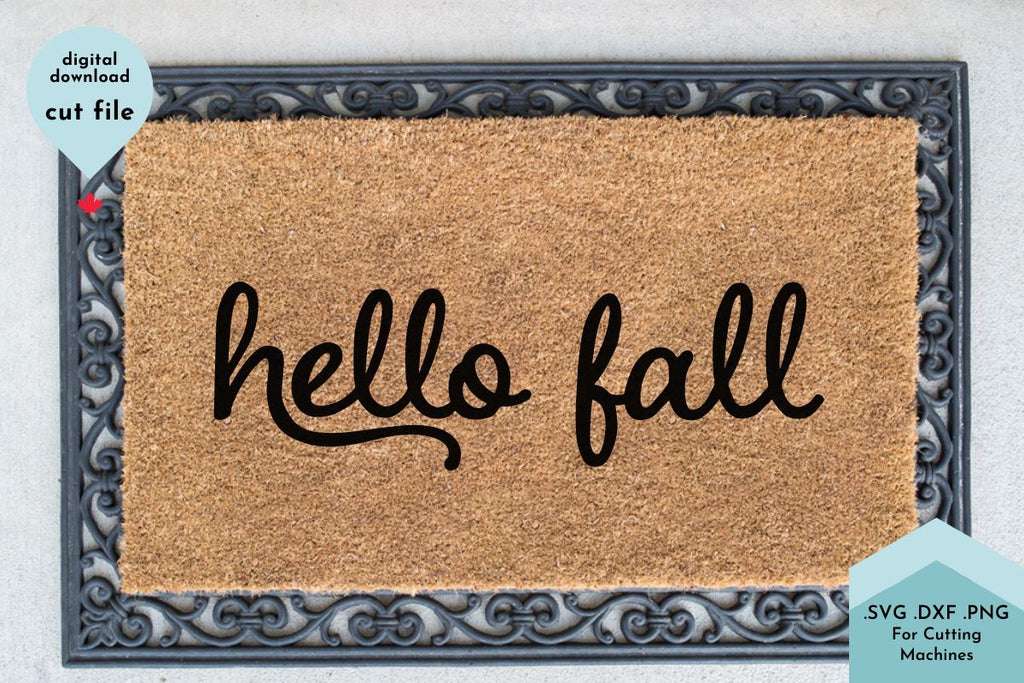 Hello Fall Cursive SVG Cut File Doormat - So Fontsy