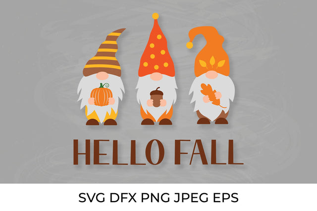 Hello Fall. Cute cartoon autumn gnomes SVG SVG LaBelezoka 