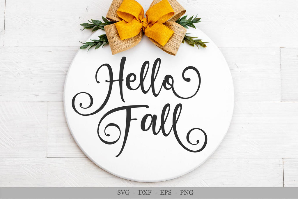 Hello Fall Door Hanger SVG, Autumn svg, farmhouse svg, png - So Fontsy