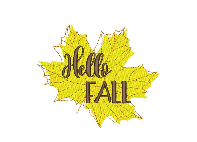 Hello Fall Embroidery Design, 3 sizes, Instant Download Embroidery/Applique DESIGNS Nino Nadaraia 