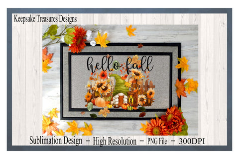 Hello Fall, Fall Gnome, Multiple Purpose Autumn Design, PNG For Sublimation, Digital Download Sublimation Keepsake Treasures Designs LLC. 