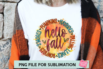 Hello Fall, Fall Png Sublimation, Fall Sublimation Quote, Autumn Sublimation Design SVG Craft Pixel Perfect 