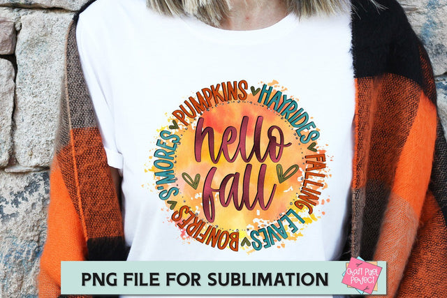 Hello Fall, Fall Png Sublimation, Fall Sublimation Quote, Autumn Sublimation Design SVG Craft Pixel Perfect 