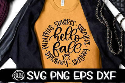 Hello Fall - Fall Svg - Pumpkin - SVG DXG PNG EPS SVG On the Beach Boutique 