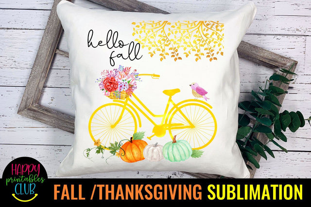 Hello Fall- Fall Thanksgiving Sublimation Design Ideas PNG Sublimation Happy Printables Club 