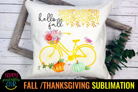 Hello Fall- Fall Thanksgiving Sublimation Design Ideas PNG Sublimation Happy Printables Club 