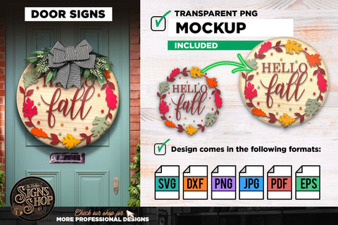 Hello Fall Foliage wreath | FALL SVG Sign SVG The Vintage Signs Shop 