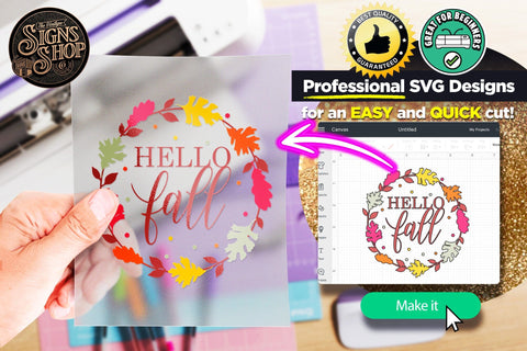 Hello Fall Foliage wreath | FALL SVG Sign SVG The Vintage Signs Shop 