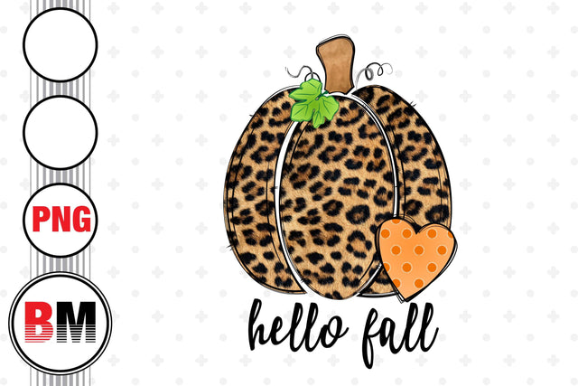 Hello Fall Hand Drawn Pumpkin PNG Files Sublimation BMDesign 