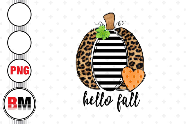 Hello Fall Hand Drawn Pumpkin PNG Files Sublimation BMDesign 