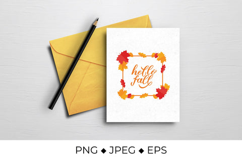 Hello fall handwritten calligraphy autumn quote sublimation Sublimation LaBelezoka 