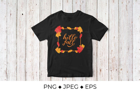 Hello fall handwritten calligraphy autumn quote sublimation Sublimation LaBelezoka 