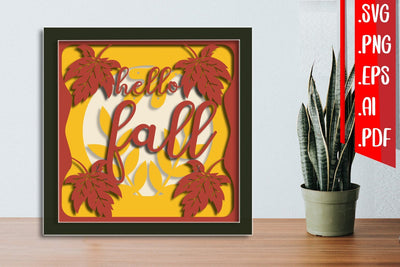 Hello Fall Layered Papercut 2 svg ai eps png pdf 3D Paper zafrans studio 