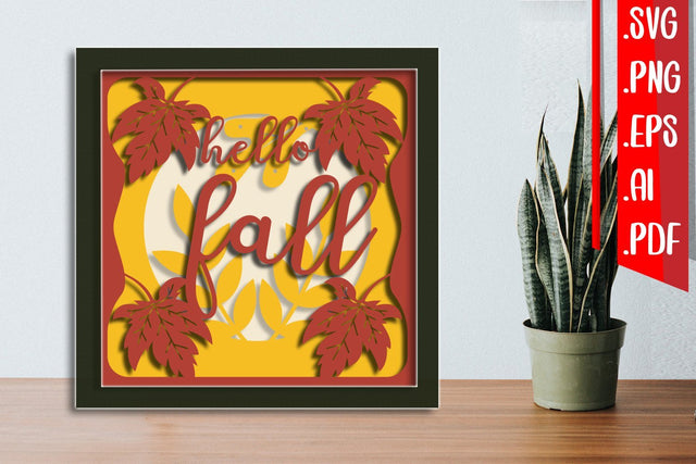 Hello Fall Layered Papercut 2 svg ai eps png pdf 3D Paper zafrans studio 