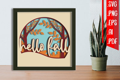 Hello Fall Layered Papercut 3 svg ai eps png pdf 3D Paper zafrans studio 