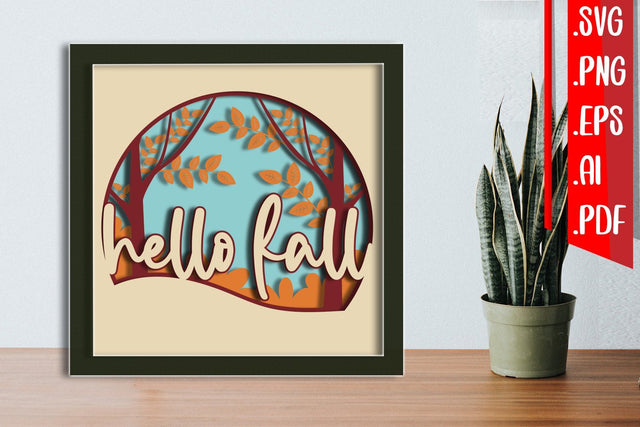 Hello Fall Layered Papercut 3 svg ai eps png pdf 3D Paper zafrans studio 