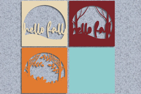 Hello Fall Layered Papercut 3 svg ai eps png pdf 3D Paper zafrans studio 