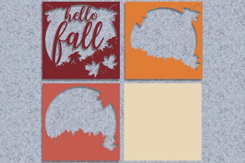 Hello Fall Layered Papercut svg eps ai png pdf 3D Paper zafrans studio 