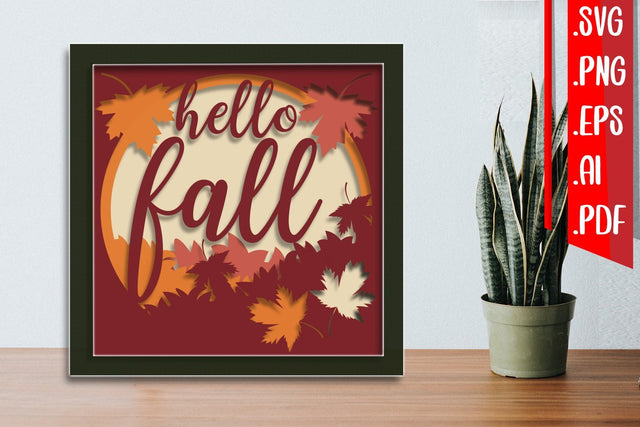 Hello Fall Layered Papercut svg eps ai png pdf 3D Paper zafrans studio 