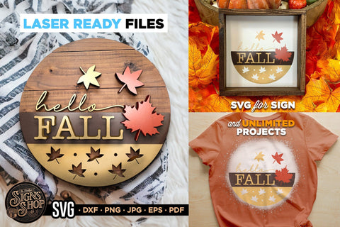 Hello Fall Leaf | FALL SVG Sign SVG The Vintage Signs Shop 