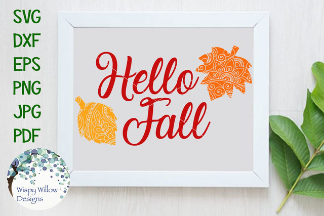 Hello Fall | Leaf Zentangle SVG Wispy Willow Designs 