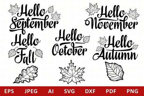 Hello Fall lettering mini bundle svg SVG Zoya Miller 