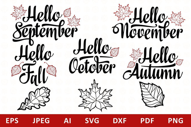 Hello Fall lettering mini bundle svg SVG Zoya Miller 