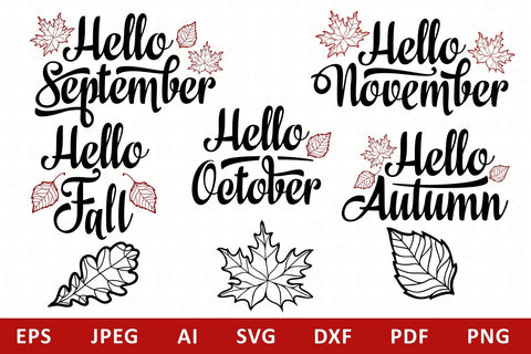 Hello Fall lettering mini bundle svg SVG Zoya Miller 