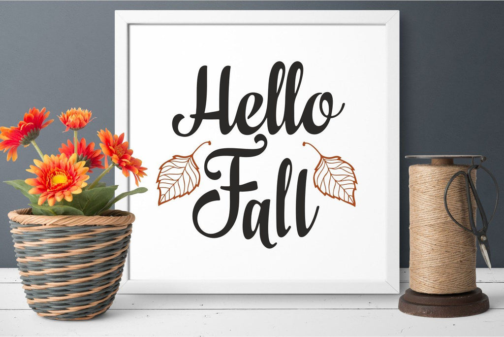 Hello Fall lettering phrase text svg - So Fontsy