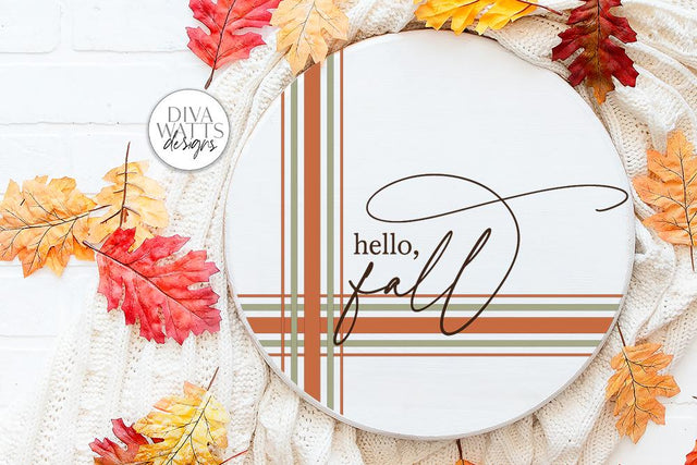 Hello Fall Plaid SVG | Farmhouse Autumn Design SVG Diva Watts Designs 