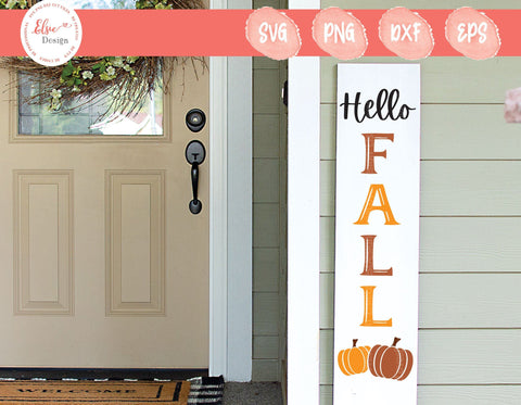 Hello Fall Porch Sign - SVG, PNG, DXF, EPS SVG Elsie Loves Design 