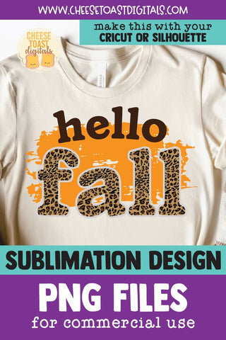 Hello Fall | Pumpkin Leopard Print Sublimation PNG Sublimation Cheese Toast Digitals 