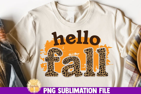 Hello Fall | Pumpkin Leopard Print Sublimation PNG Sublimation Cheese Toast Digitals 