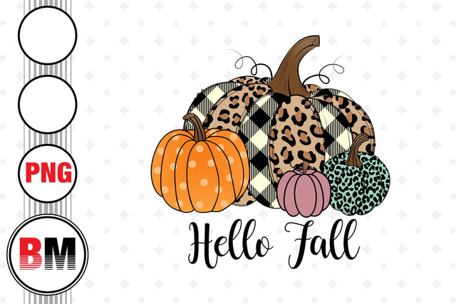 Hello Fall Pumpkin PNG Files Sublimation BMDesign 