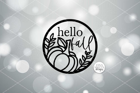 Hello Fall Pumpkin SVG | Round Sign Design SVG Diva Watts Designs 