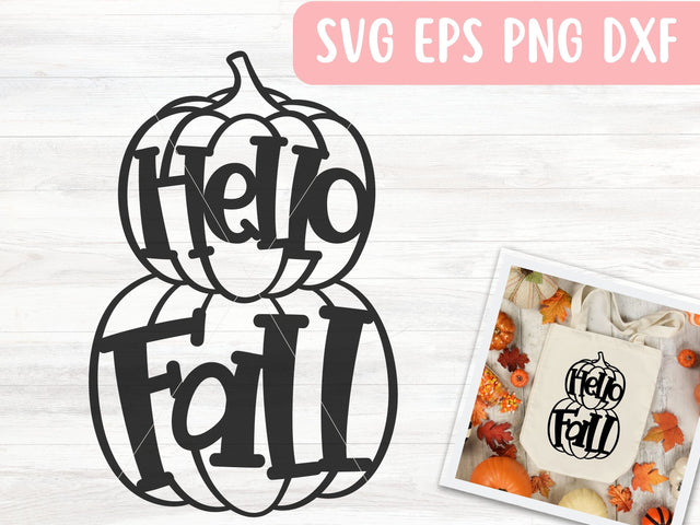 Hello Fall Pumpkins SVG File for Cricut or Silhouette, Thanksgiving SVG Vector, Digital Download Commercial Use SVG Apple Grove Designs 