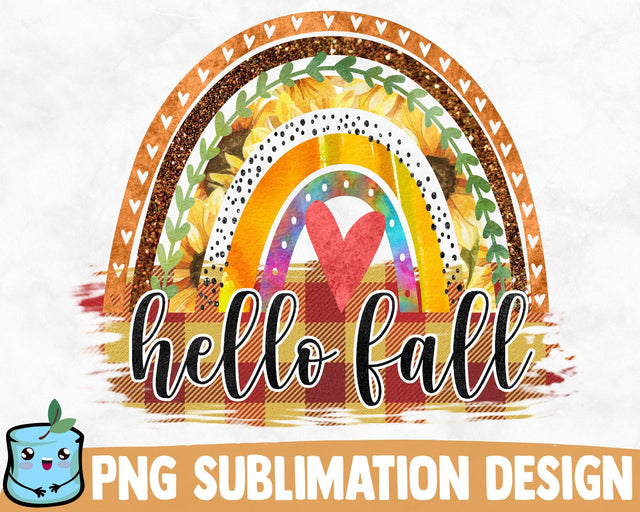 Hello Fall Rainbow Sublimation Design SVG MintyMarshmallows 