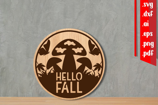 Hello Fall Round Sign 10 SVG zafrans studio 